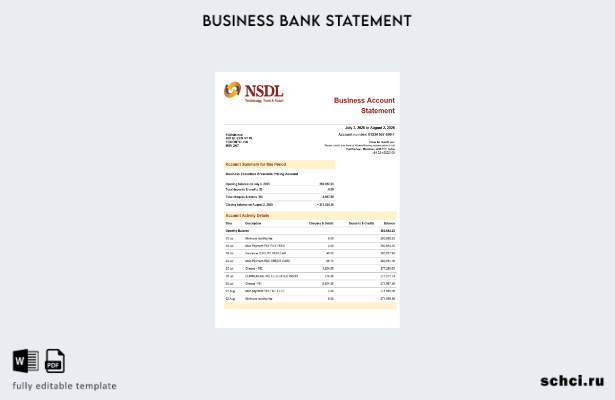 цифровая загрузка выписки о счете фирмы NSDL, шаблон в формате Word и PDF